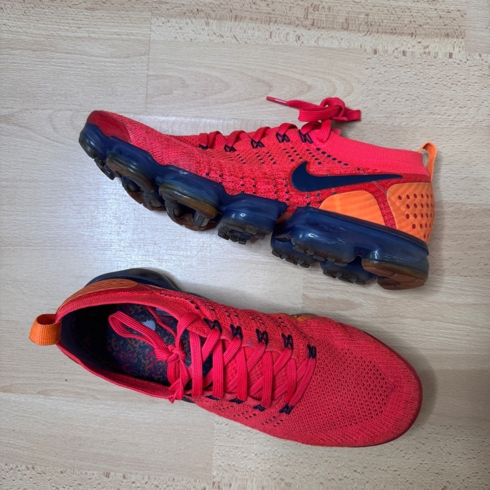 Nike Air Sneakers Men's 11.5 VaporMax 2 Flyknit Red Orange Spiderman AR5406-600